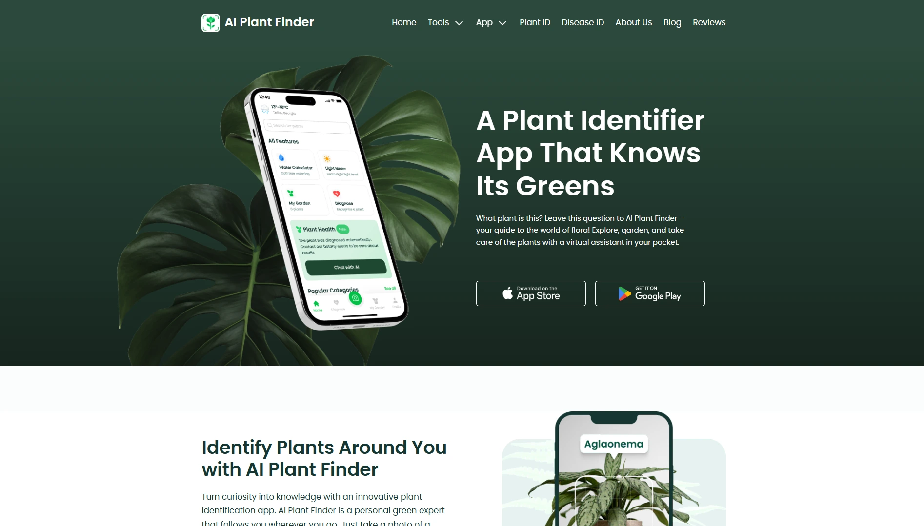ai plant finder main page