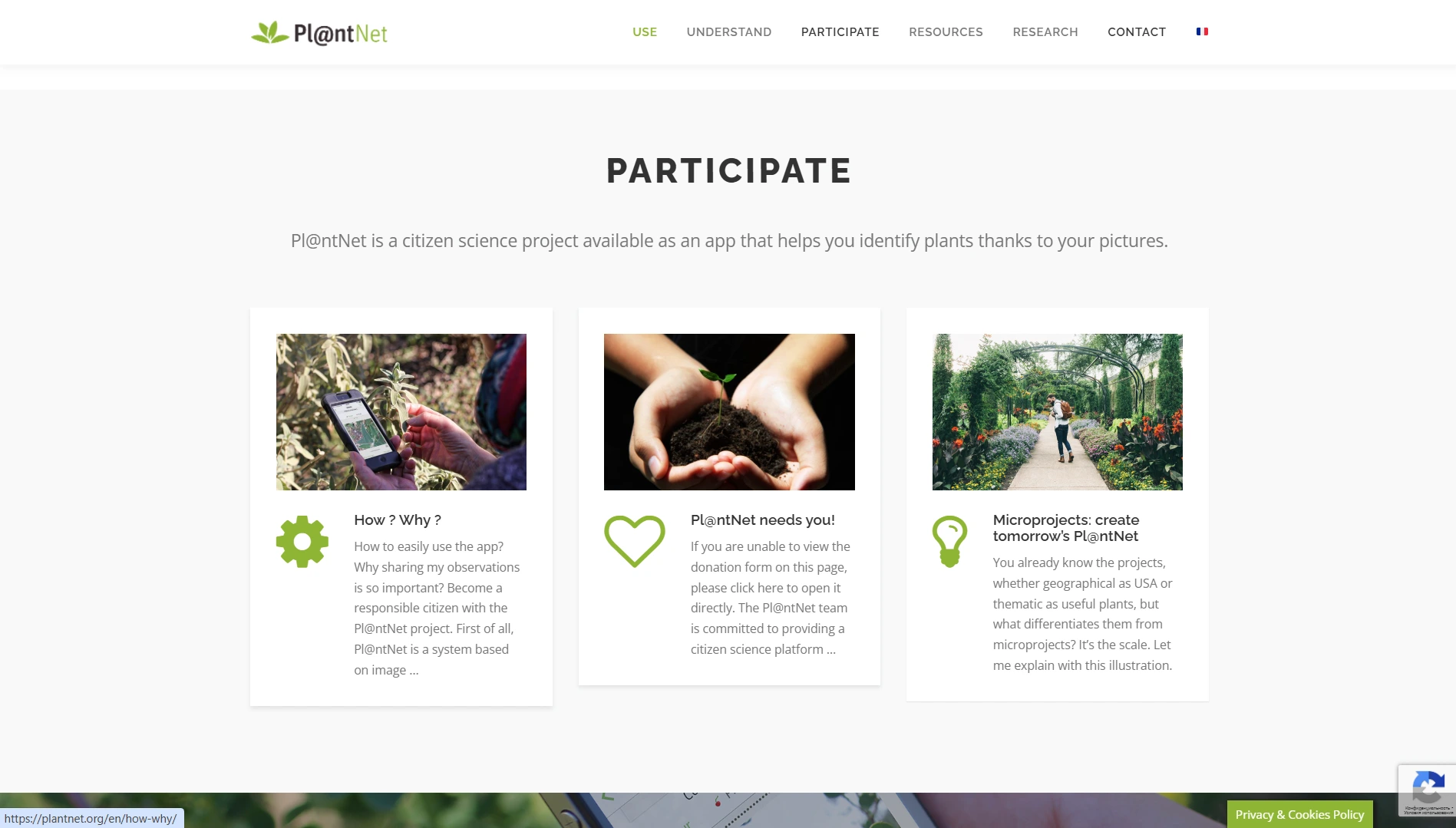 plantnet main page