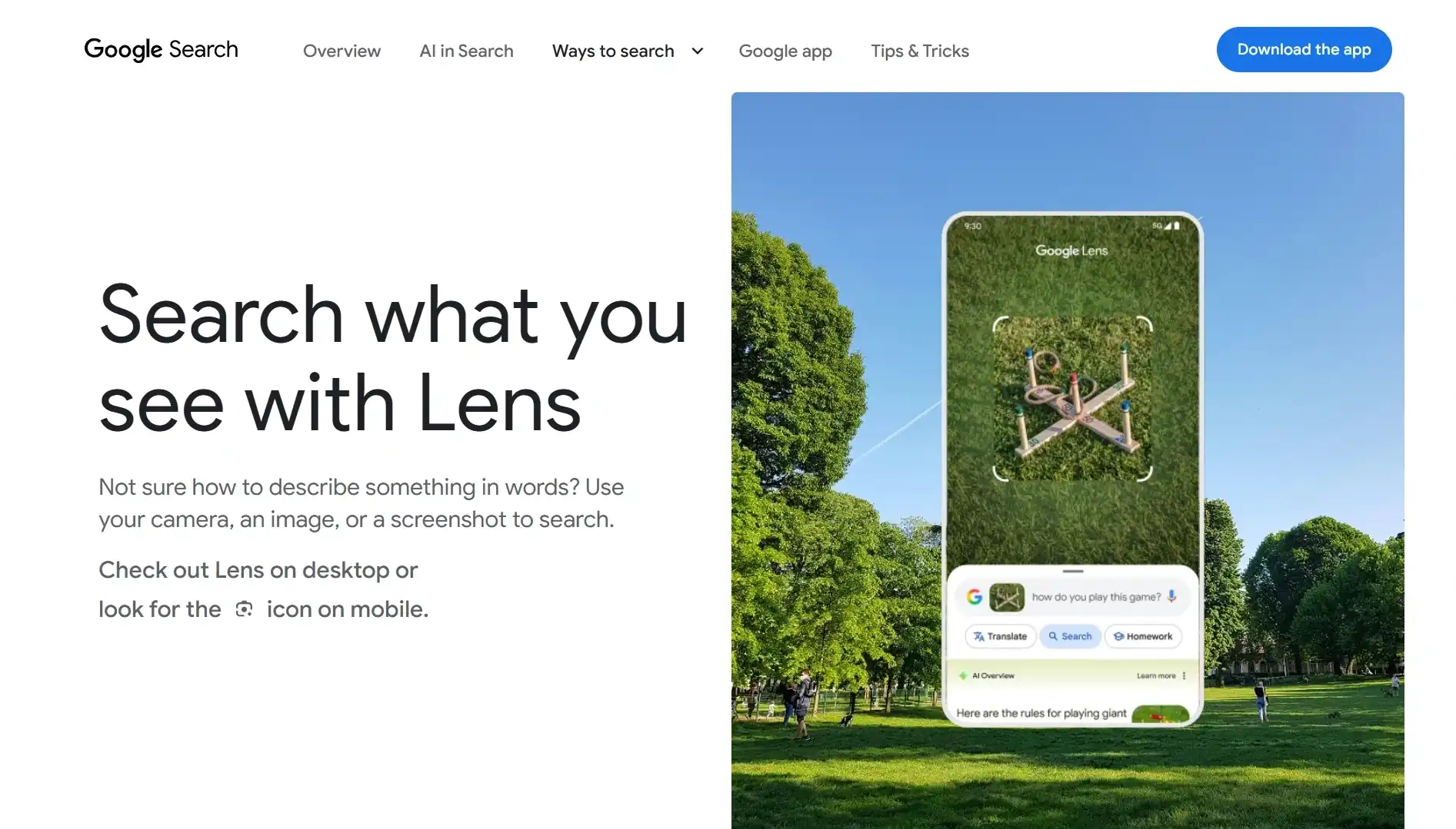 google lens main page